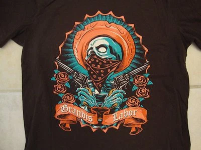 Camiseta Threadless Grandis Labor II Diseño Ropa Desperado Calavera Marrón S Foto 1 de 2