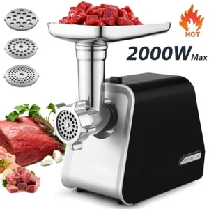 Fleischwolf elektrisch mit 3 Metall-Getriebe Wurstmaschine Wurstfüller 2000 Watt - Bild 1 von 9
