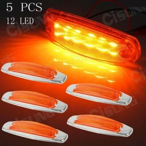 5pcs 12 Led 6.22" x 1.73" Marker Light  Chrome Base For Peterbilt  Heavy Trucks - Bild 1 von 6
