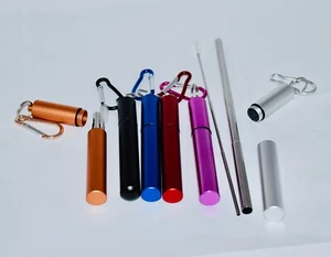Stainless Telescope Straw in Aluminum Case with Clip Camping Cruise Travel Hike - Picture 1 of 14