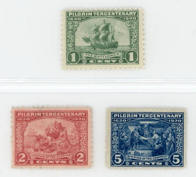 US Scott #548-550 Pilgrim Tercentenary Series | Mint H | F/VF Fine/Very Fine - Image 1 of 2
