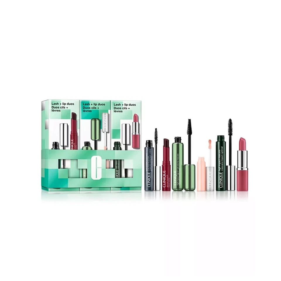 Juego de 6 piezas Clinique Lash + Lip Duos - 3 máscaras + brillo de labios + 2 lápices labiales Foto 1 de 1