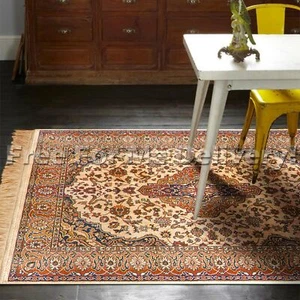 ANKARA PERSIAN GOLD THIN ART-SILK FLOOR RUG MAT (XS) 100x137cm **FREE DELIVERY** - Picture 1 of 2