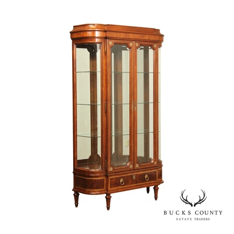 Karges Louis XVI Style Walnut and Glass Curio Display Cabinet Cover