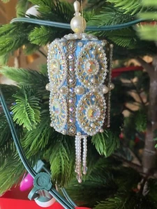 June Zimonick Light Blue Barrel Ornament Extra Crystals! - Picture 1 of 6