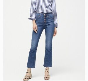 J.CREW Jeans Womens Size 27 Billie Demi Boot Crop Blue Jeans Raw Hem