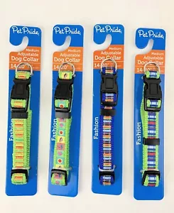 Dog Collar Medium Adjustable 14"-20" Neck Multi-Color 5/8" width - PACK OF 4 - Picture 1 of 6