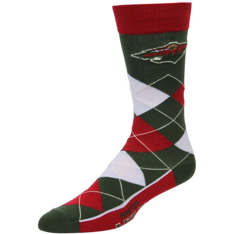 Minnesota Wild Men's Crew Socks One Size Fits Most Argyle Lineup Cover