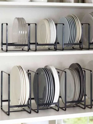 Plate Storage Rack Metal Holders Upright Kitchen Cabinet Dish Drying Organizer - Image 1 of 4