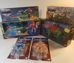 Pacchetto MOTU Origins He-Man 2020 + Skeletor + Prince Adam Sky Sled + Battle Cat - Foto 1 di 9