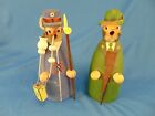 Pair Wooden Men Figurines Hand Crafted Colonial Style Art Dolls 6 1 2