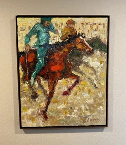 ORIGINAL ANDRE DLUHOS PAINTING "DROPS OFF THE LINE - THE PALIO" 2012 30" x 24" - Picture 1 of 12