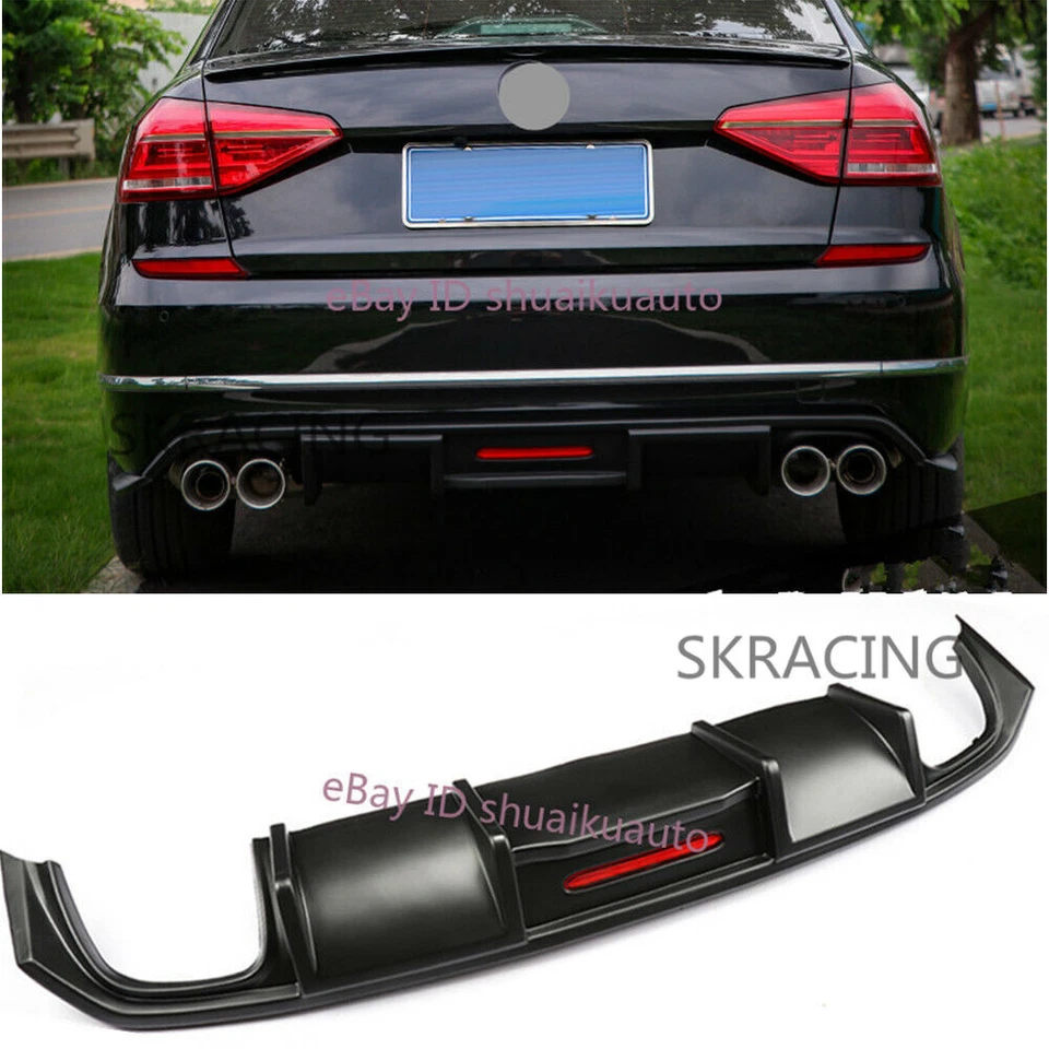 Матовый черный диффузор заднего бампера для VW Volkswagen Passat 2016-2017 подходит - Изображение 1 из 4