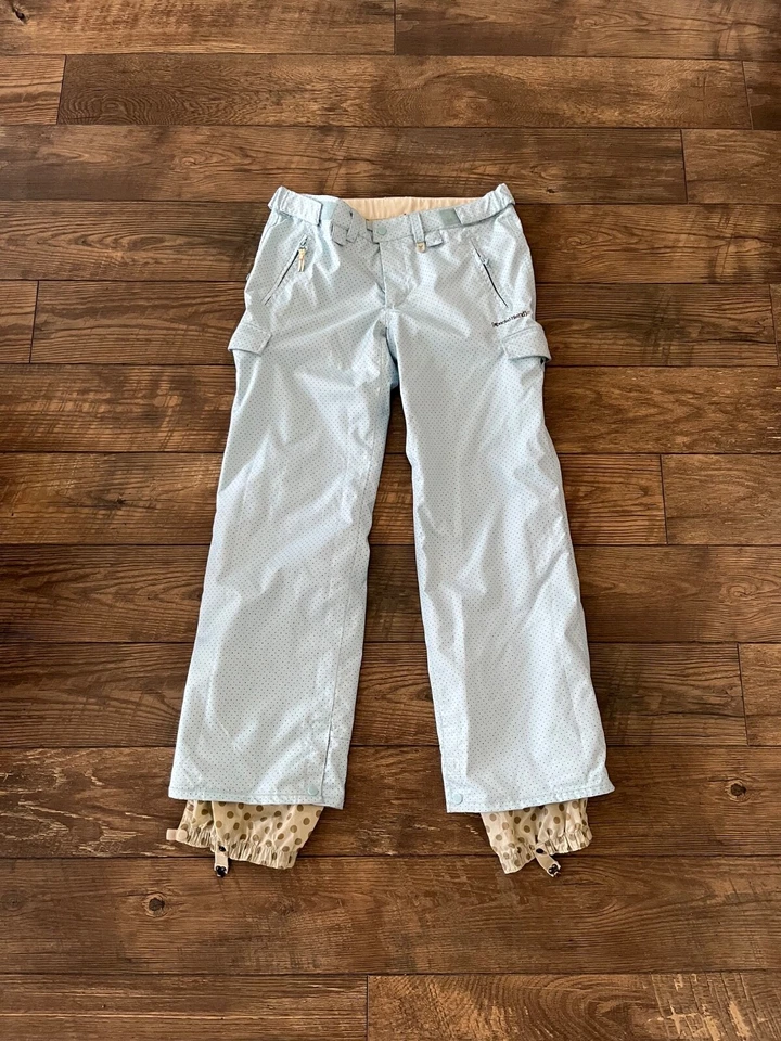 Pantalones de snowboard/esquí de mezcla especial para mujer cremallera media carga lunares azul claro Foto 1 de 4