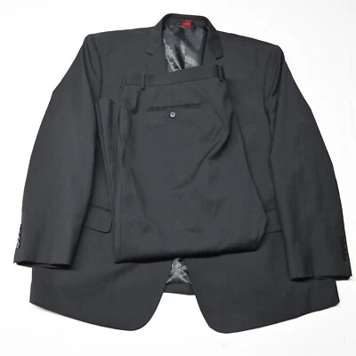 Linea Uomo 54R 48x28 Black 100% Wool Mens Jacket Pants Suit - Image 1 of 4