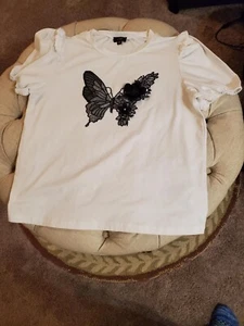 Ontwelfth T-Shirt Donna Manica Corta Puffy Gotica Farfalla - Taglia L - Foto 1 di 3
