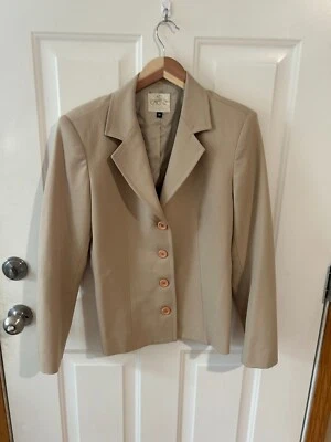 Traje Chaqueta Blazer Vintage Cache Caqui Para Mujer Mediano Años 90 Muescas Solapa Dupe Foto 1 de 4