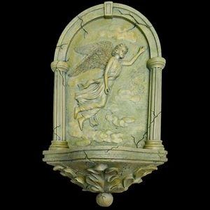 Art Nouveau Wall Plaque Angel Candle Holder Resin Plaster Serenity Decoration - Picture 1 of 14