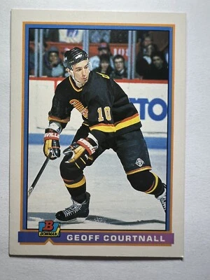 1991-92 Bowman Canucks Hockey Card #318 Geoff CourtnallEC - Image 1 of 4