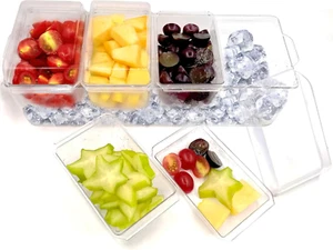 Ice Chilled Condiment Caddy with 4 Containers 2.8 Cup Condiment Server with Lids - Picture 1 of 1