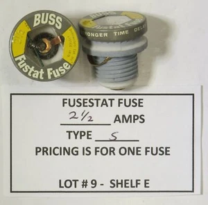 BUSS FUSESTAT FUSES - LOT #9 - 2-1/2 AMP VINTAGE SCREW-IN FUSES - need pic - Picture 1 of 1