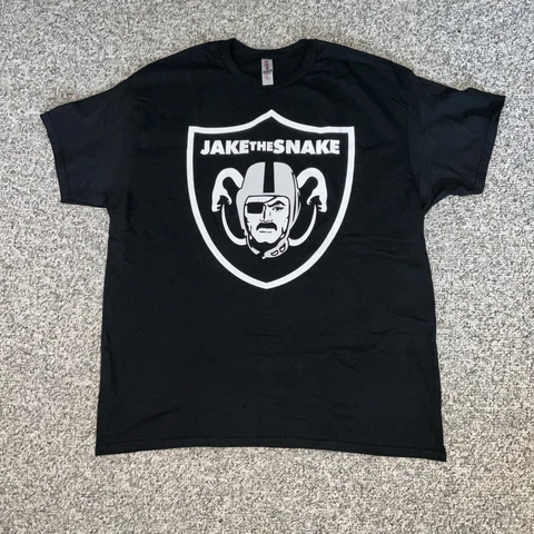 Jake 'The Snake' Roberts: Snake Raider XL Black Botched Tee Shirt. Stained Cover