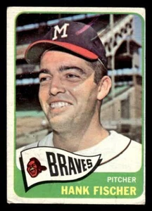 1965 TOPPS HANK FISCHER 585 VG HIGH # PINK STREAK BASEBALL MILWAUKEE BRAVES - Picture 1 of 2