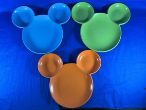 3 Disney Store Mickey Mouse Divided Plates Head & Ears Shaped Melamine BPA Free - Picture 1 of 6