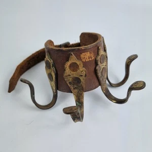 Antique Military Officers Tent Pole Coat Brass Hooks Leather Strap - Bild 1 von 5