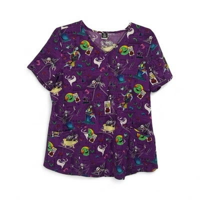 Blusa Médica Estampada MEDIANA Pesadilla Antes de Navidad Skellington de Disney Cuello en V Foto 1 de 4