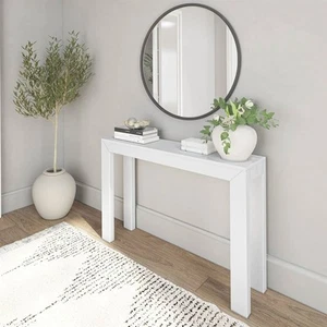 Solid Wooden Modern Accent Console Table / Sofa Table in White Wood Finish - Picture 1 of 2