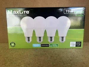 4 Pack Maxlite 10W LED Bulb = 75 watt replace A19 Daylight 5000K LED Light 75w - Picture 1 of 5