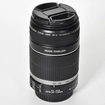 Canon EF-S 55-250mm f/4-5.6 IS Zoom Lens Optical Image Stabilization Mint - Image 1 of 4