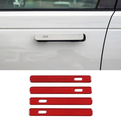 Cubierta de moldura de mango exterior de fibra de carbono suave roja para Range Rover Velar Evoque 17-20 Foto 1 de 4