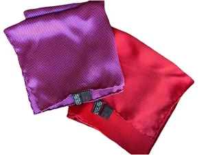 Brioni-Pair of Silk Pocket Squares. Purple/Crimson-Made in Italy - Picture 1 of 12