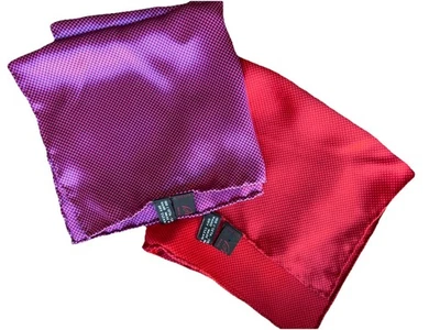 Brioni-Pair of Silk Pocket Squares. Purple/Crimson-Made in Italy - Image 1 of 4