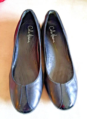 Cole Haan Cuero Negro Cómodo Ballet Pisos Charol Acento 6.5 Usado en Excelente Condición Foto 1 de 4