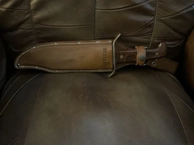 Vintage  Western W49 USA E Bowie Knife with Sheath Nice Condition - Image 1 of 3