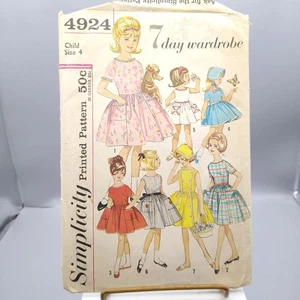 Vintage Sewing PATTERN Simplicity 4924, Girls 1963 One Piece Dress and Bonnet - Picture 1 of 2