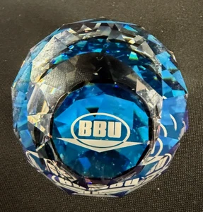 Faceted Hand Cut Glass Round Paperweight 2.5 Inch Decorative BBU your initials? - Picture 1 of 3