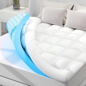 Dual Layer 4 Inch Memory Foam Mattress Topper Full Size, 2 Inch Cooling Gel Memo - Picture 1 of 8