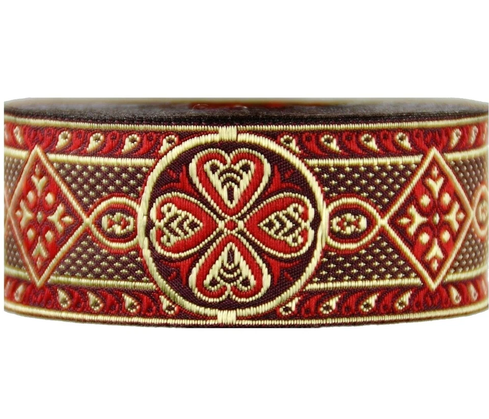 10 M Borte 33 mm Breit 35401_1 Bordeaux-Gold Mittelalter Borten 1,199€/ m