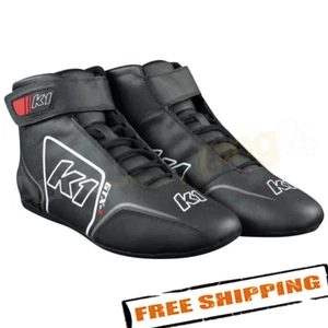 K1 RaceGear 24-GTX-N-13 Size 13 Black/Gray Leather/Nomex Mid-Top GTX-1 Shoes - Picture 1 of 2