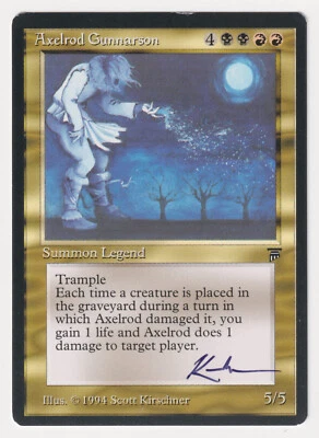 Signed Axelrod Gunnarson Proof MP Legends Artist Scott Kirschner MTG Magic AP! - Image 1 of 2