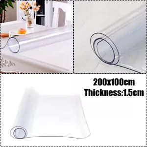 1.5mm Thick Plastic Tablecloth Table Protector CLEAR PVC Table Cover 100*200cm - Picture 1 of 12