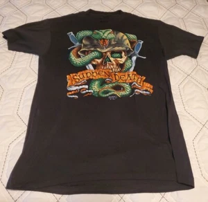 AMAZING CONDITION VINTAGE 3D EMBLEM SUDDEN DEATH JUST BRASS T-SHIRT MEN'S LARGE - Picture 1 of 7
