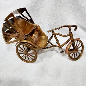 Vintage Brass Bicycle Rickshaw Chinese Japanese Oriental Velotaxi Tricycle - Picture 1 of 7