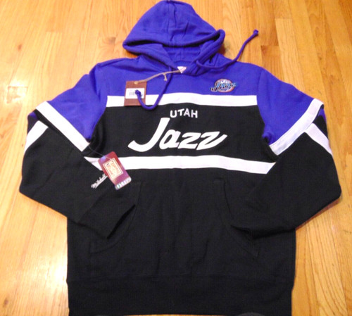 FELPA CON CAPPUCCIO HEAD COACH MITCHELL & NESS NBA UTAH JAZZ SCRIPT TAGLIA M