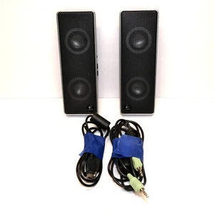 Logitech USB Portable Speakers S-0194B with carry case Silver And Black - Picture 1 of 7