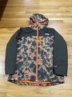 North Face Dryvent Jacket Youth Extra Large Green Lava Camo Hooded Waterproof